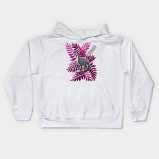 Dinosaur & Leaves - Pink Kids Hoodie